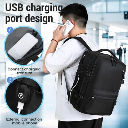 Expandable Travel Backpack Women Men, Carry On Backpack with USB Charging Port & Shoe Pouch,TSA 17.3inch Laptop Mochila Flight Approved,Nurse Bag Casual Daypack for Weekender Business Hiking,Gift