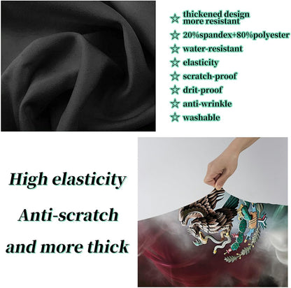 Luggage Cover + Tag, Mexican Flag Eagle Travel Suitcase Protector for 18-20 inch Luggage (S) with Concealed Zipper, Washable Elastic Cloth, Dustproof, Anti-Scratch