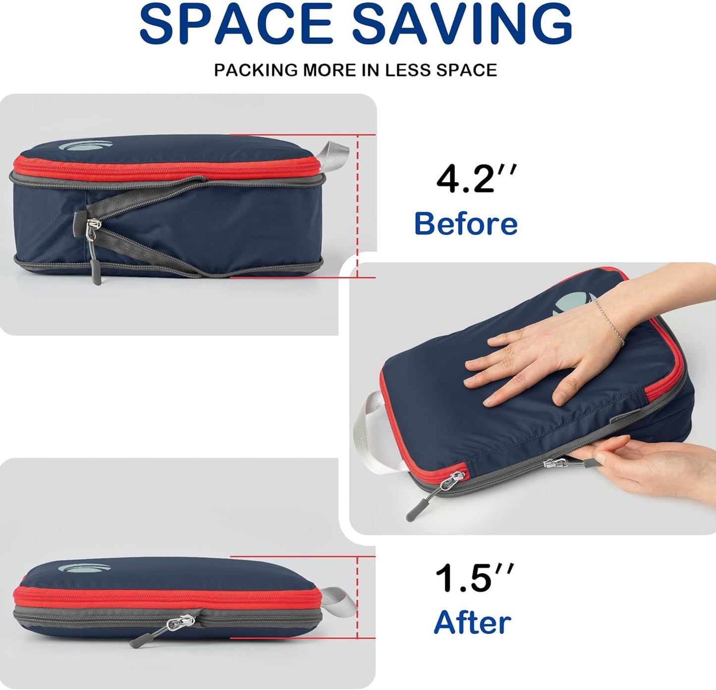 Cipway Compression Packing Cubes, Lightweight Travel Luggage Organizers with Shoe Bag, Toiletry Bag & Laundry Bag, Travel Essentials for Carry on Suitcase (8 Piece,Blue)