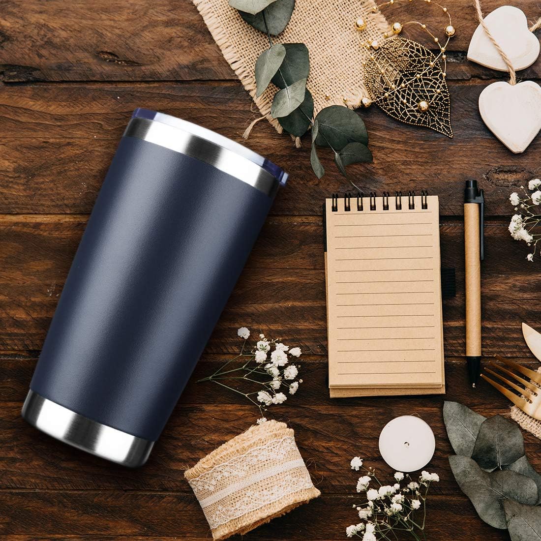 20oz Tumbler Bulk Stainless Steel Vacuum Insulated Tumblers with Lid Double Wall Travel Mug Durable Powder Coated Coffee Cup, Suitable for Ice Drinks and Hot Beverage (Navy 12pack)