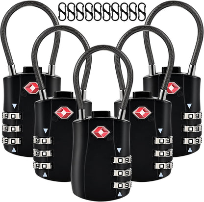 5pcs TSA Approved Luggage Locks with 10pcs Zipper Locks, Zinc Alloy Combination Locker Suitcase Lock, TSA Locks for Luggage, Combination Lock for Locker Backpack (TSA007)