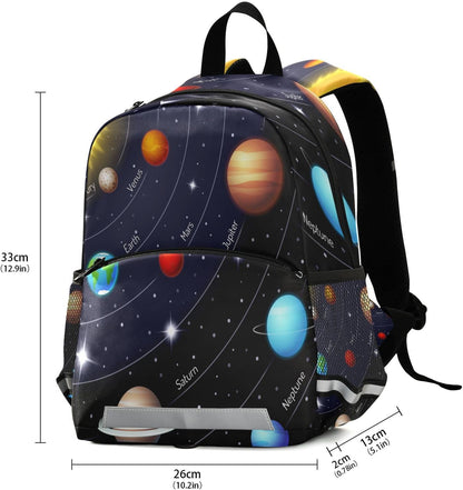 Solar System Planet Toddler Backpack Boys Girls Kids Preschool Bookbag School Children Bag with Leash Travel Casual Daypack Kindergarten Elementary Schoolbag for Nursery Junior Primary Students