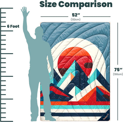 Rumpl Original Puffy Blanket - Warm, Water-Resistant Camping Blanket with 100% Recycled Synthetic Insulation, 52"x75", Original Puffy V2, Radiant Peak Eclipse