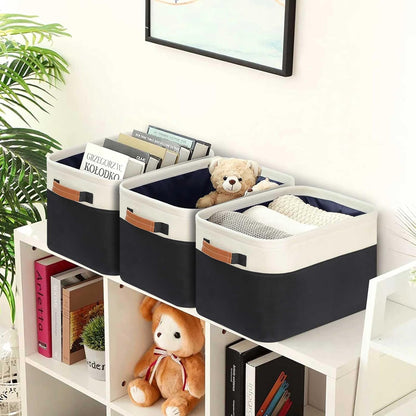 GhvyenntteS 6 Pack Large Fabric Storage Bins for Shelves with Metal Frame Opening & Hard Bottom Board, Collapsible Storage Baskets for Shelves, 15x11 Inch Baskets for Organizing Clothes Toys (Black)