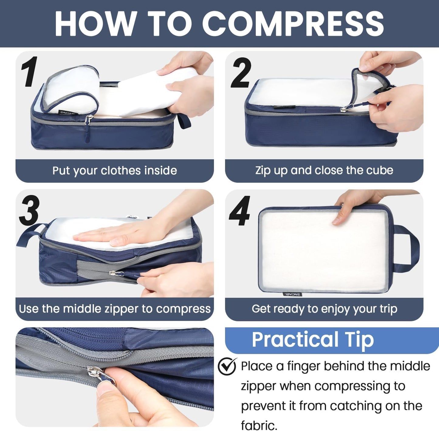 BAGAIL 6 Set Ultralight Compression Packing Cubes Packing Organizer for Travel Accessories Luggage Suitcase Backpack