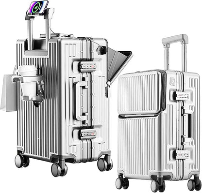 2-Piece Hardshell Zipperless Luggage Set, 20/26" Aluminum Frame Hardshell by cycyCarry