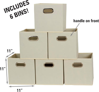 Household Essentials 82-1 Foldable Fabric Storage Bins |Cubby Cubes with Handles | Natural (Pack of 36)