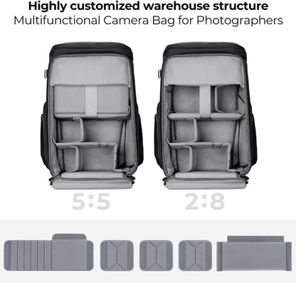 K&F CONCEPT Professional Camera bags for photographers 25L Large Capacity Camera Case Waterproof Photography Camera Backpack for Dslr Cameras