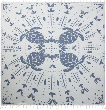 Sand Cloud Extra Large Turkish Beach Towel - Sand Free - 100% Organic Turkish Cotton Yarn - Quick Dry Towel for Beach, Picnic, Blanket or Bath - As Seen on Shark Tank - Marine Life (Prism Turtles XL)