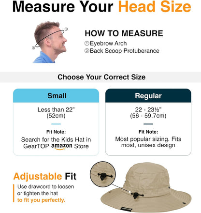 GearTOP Safari Sun Hat for Men and Sun Hats for Women UV Protection UPF 50+ Hiking, Gardening, Fishing