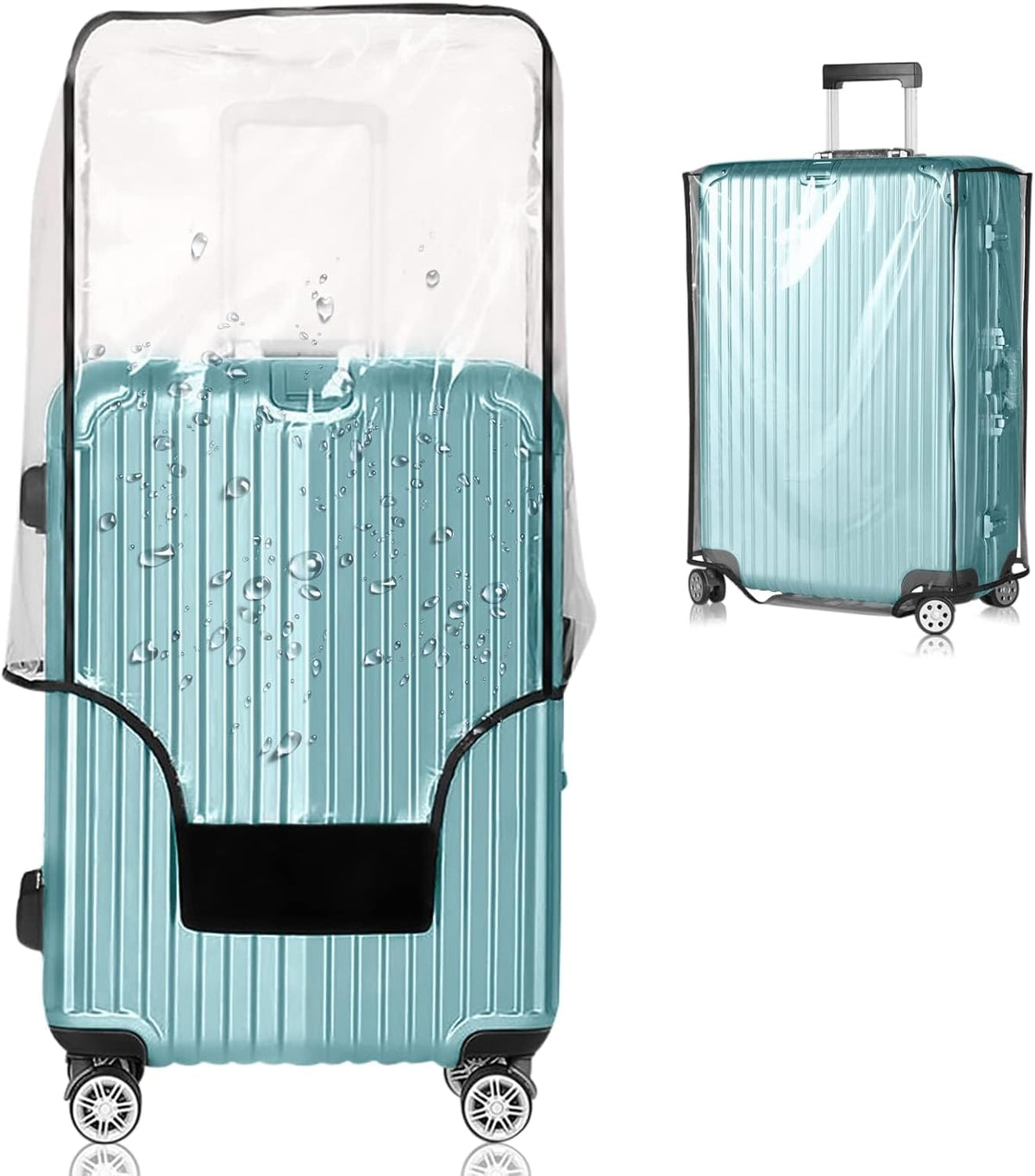 Suitcase Covers for Luggage – TSA Approved Clear PVC Luggage Protector Cover, Thick Transparent Waterproof Sleeve with Large Hook and Loop Closure, Fits 30" Wheeled Suitcases