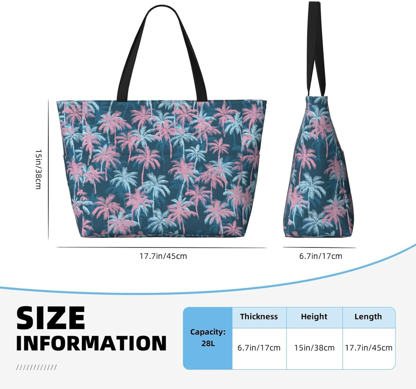 Beach Bag for Women Beach Tote Bag Waterproof Sandproof Large Bags with Zipper Big Capacity for Vacation Travel