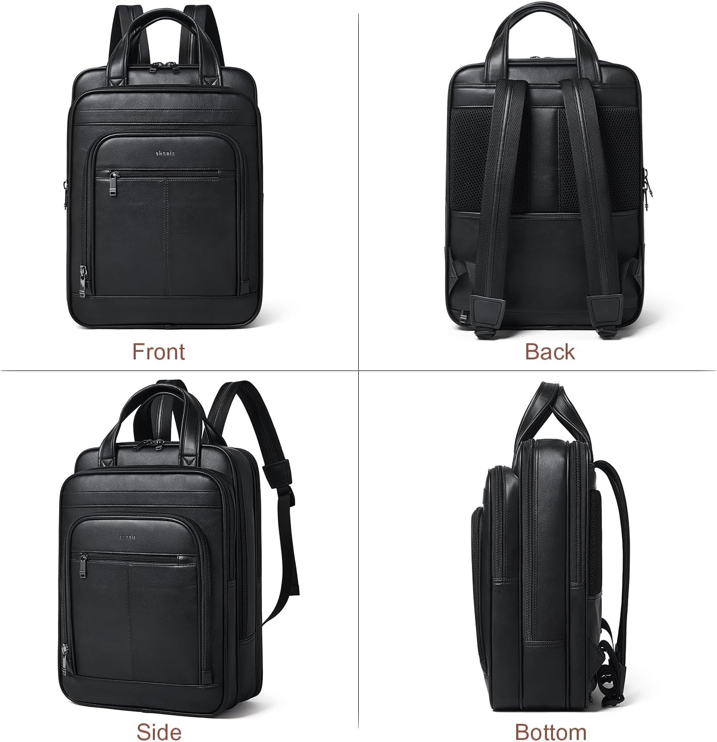 Shrrie 15.6" Laptop Backpack,Business Work Backpack Briefcase,Durable Computer Backpack for Office,Travel,College,Two-tone Black