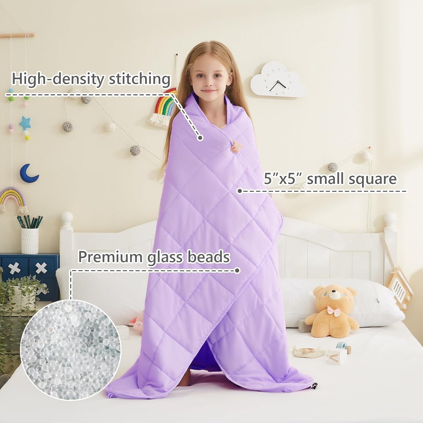 L'AGRATY Weighted Blanket - 40"x60" 10lbs Breathable Weighted Blanket Microfiber Material with Glass Beads