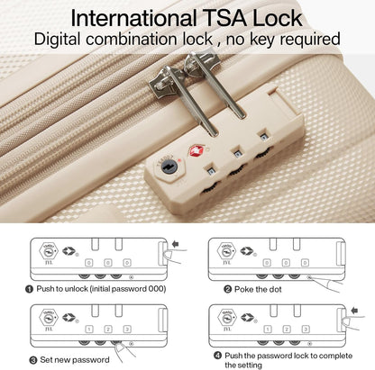 Hanke Expandable Hard Shell Luggage Sets 2 piece Carry on Luggage with Wheels Suitcases Lightweight Checked Travel Luggage Rolling Large Suitcase Travel Luggage Bag Woman Men 20/29 Inch Cuba Sand Pink