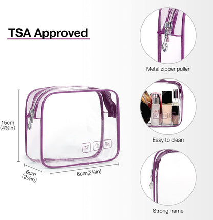 BAGSMART Toiletry Bag Hanging Travel Makeup Organizer with TSA Approved Transparent Cosmetic Bag Makeup Bag for Full Sized Toiletries, Large-Purple