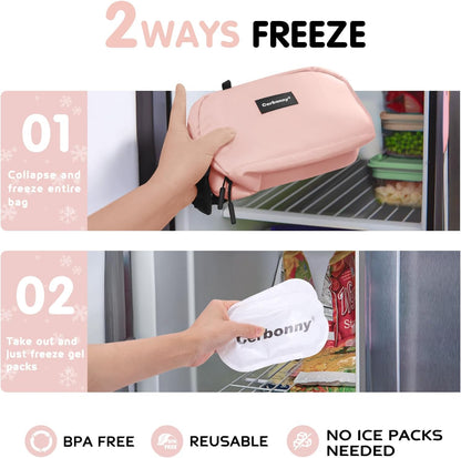 Small Cooler Bag Freezable Lunch Bag for Work School Travel,Leak-proof Small Lunch Bag,Small Insulated Bag For Kids/Adults,Freezer Lunch Bags,Freezable Snack Bag,Mini Lunch Bag 9.8x5.5x4 inches