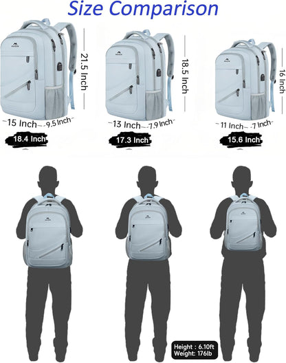 MATEIN 18 Inch Laptop Backpack for Women, Extra Large Anti Theft College Computer Rucksack with Luggage Strap, Waterproof TSA Approved 50 L Carryon Backpack for Work Business Travel, Haze Blue