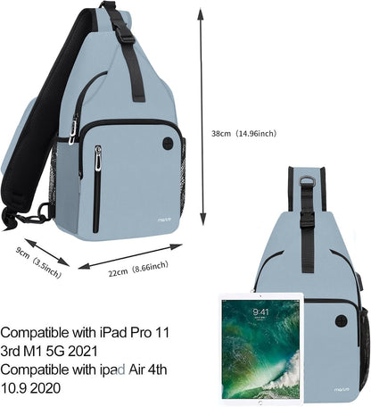 MOSISO Sling Backpack Bag, Crossbody Shoulder Bag Travel Hiking Daypack Chest Bag with Front Square Pocket&USB Charging Port