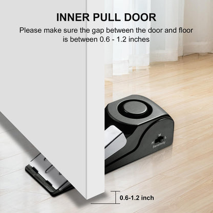 4 Pack Door Stop Alarm, Door Stopper with 120DB Security Alarm, Floor Wedge Door Stop Siren, Door Security Devices for Traveling, Apartment, Hotel and Home, Black