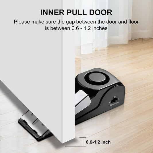 4 Pack Door Stop Alarm, Door Stopper with 120DB Security Alarm, Floor Wedge Door Stop Siren, Door Security Devices for Traveling, Apartment, Hotel and Home, Black