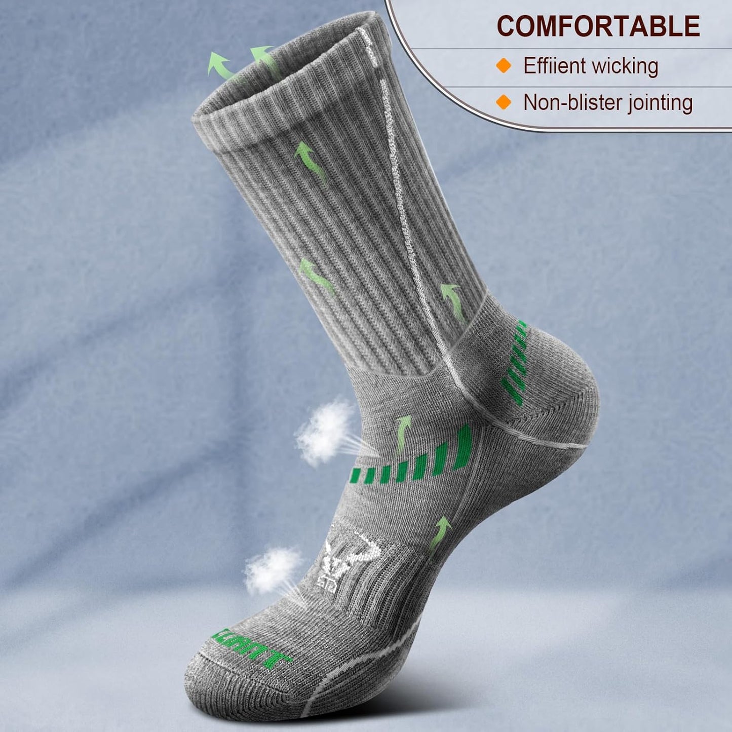BULLIANT Compression Socks for Men 6Pairs, Athletic Crew Socks Cushioned For Men Sports Running-Arch Support