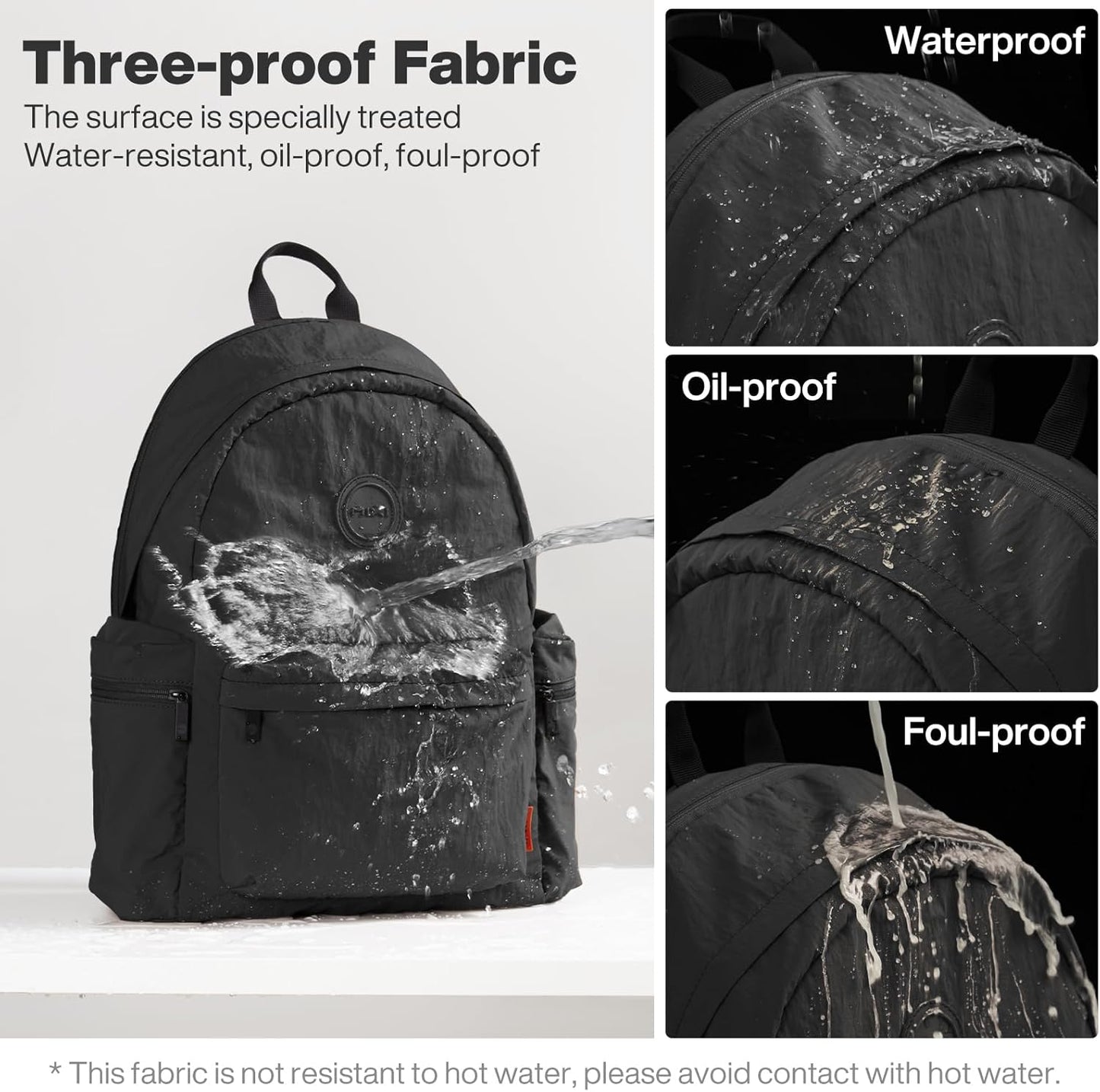 mixi Outdoor Lightweight Backpack Casual Carry On Laptop Backpack Travel Bookbag for Women Men, Water Resistant Durable Small Hiking Bag for Camping Weekender Sports College Work, 15 Inch, Black