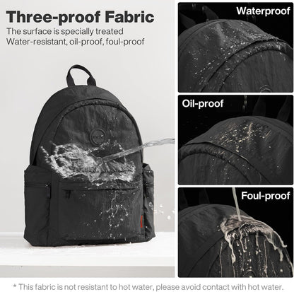 mixi Outdoor Lightweight Backpack Casual Carry On Laptop Backpack Travel Bookbag for Women Men, Water Resistant Durable Hiking Bag for Camping Weekender Sports College Work, 17 Inch, Black