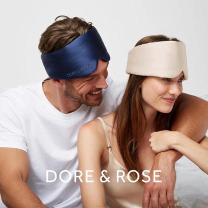 Dore & Rose Deep Sleep Mask Light Blocking, 23 Momme Mulberry Silk Eye Mask, Ultra Soft, Adjustable - Travel Sleeping Mask for Men & Women - Pink