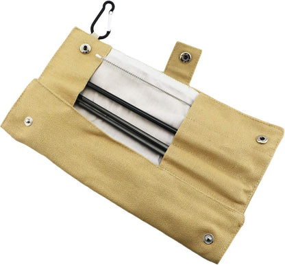 Gugrida Luxury Black Matte Portable 18/10 Stainless Steel Travel Flatware Sets of 7 Portable Camping Cutlery Set, Healthy & Eco-Friendly Flatware Set with Carrying Case for Travel or Camping