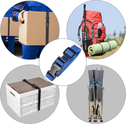 Buckle Straps with Clips, Adjustable Nylon Straps with Buckle, Packing Strap, Blue 4 Pack (4’x0.75)