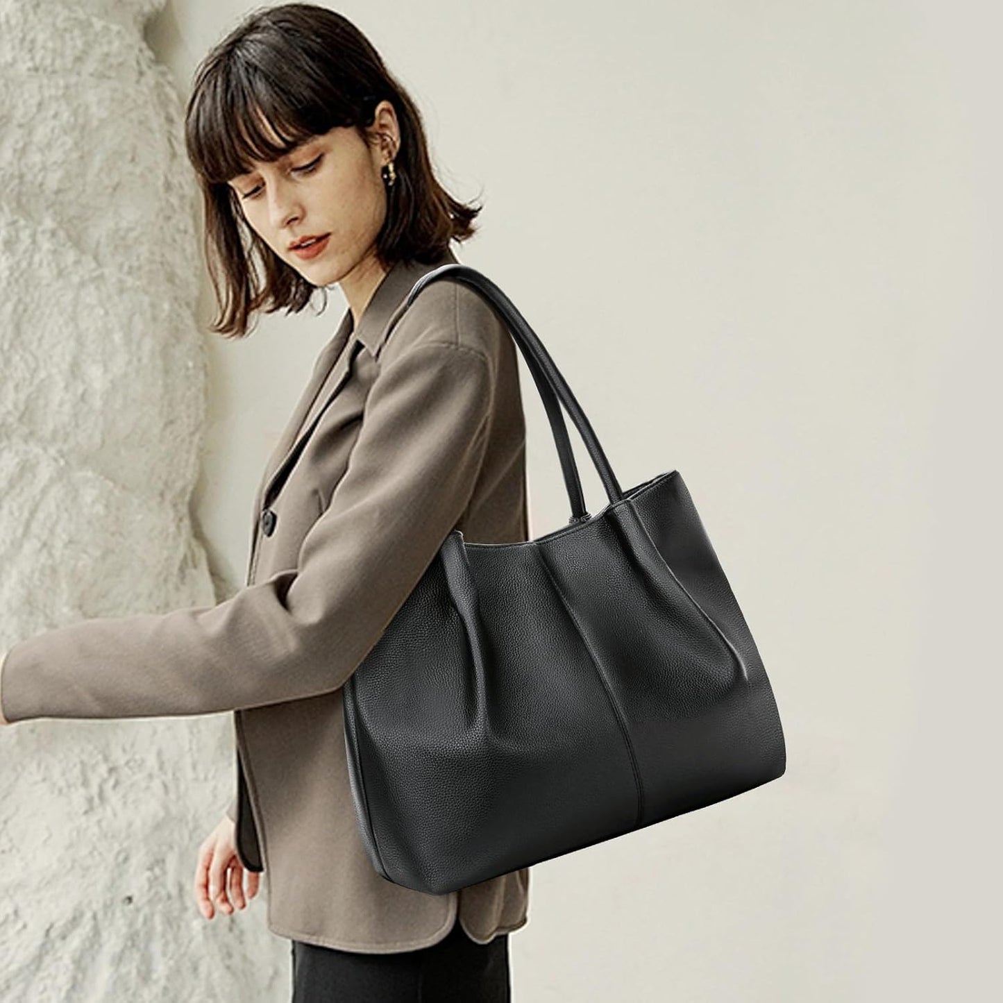 KKXIU Tote Bag for Women Vegan Leather Shoulder Purse Large Capacity Travel Bag