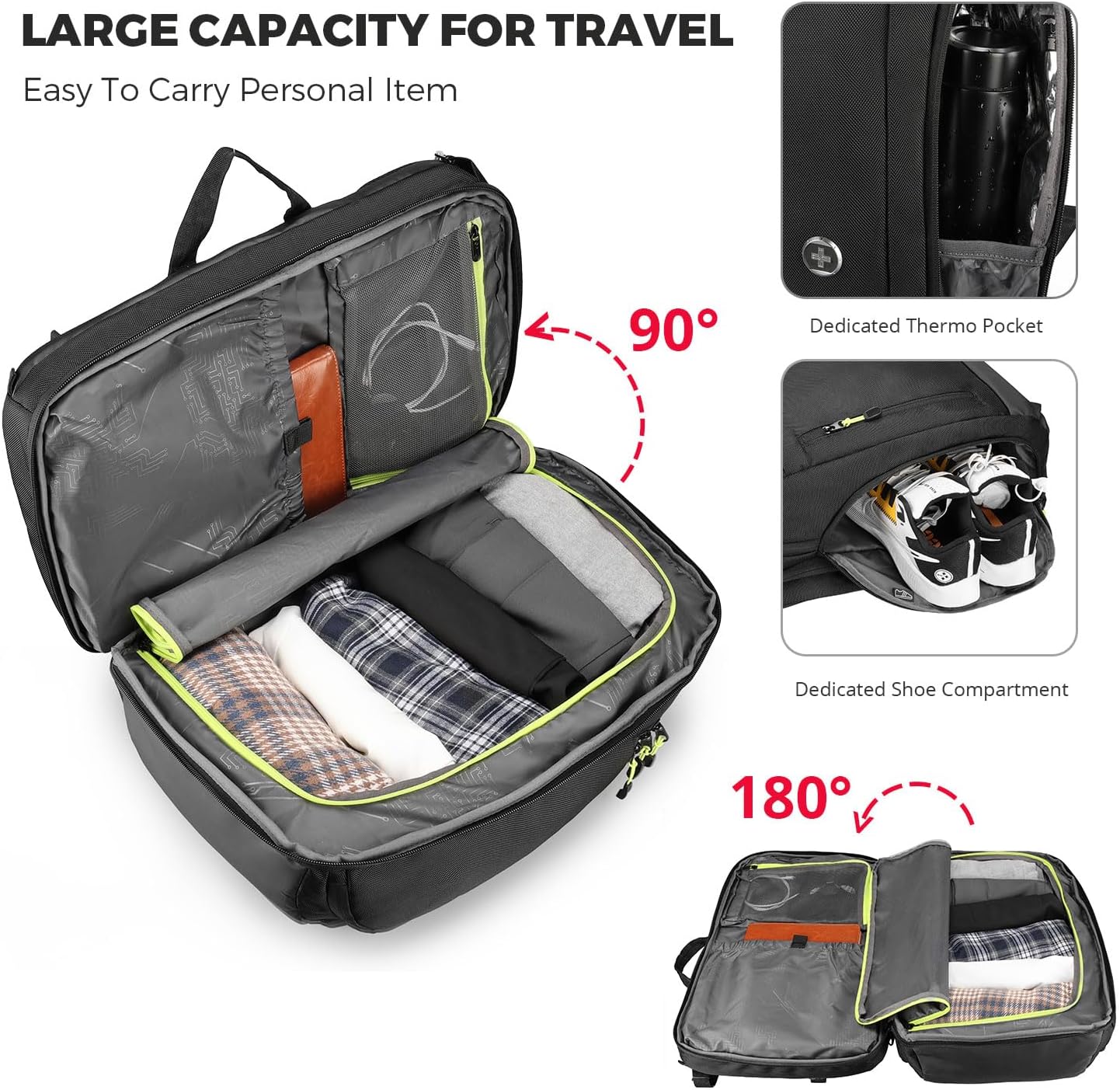 Swissdigital Design Large Travel Backpack for Men & Women,17 Inch Big Laptops Backpack with USB Charging Porert, Carry on Business Anti-thief Computer Backpack With RFID Protection, Black| JAVA