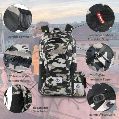 4Monster Hiking Daypack,Water Resistant Lightweight Packable Backpack for Travel Camping Outdoor