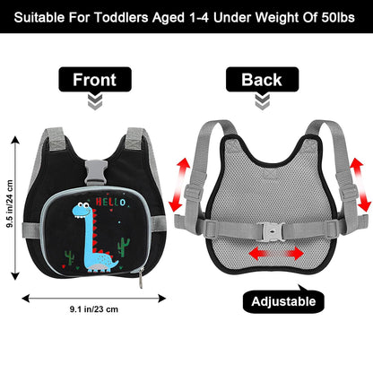 Accmor Toddler Harness Leash+ Reflective Anti Lost Wrist Link, Cute Dinosaur Kids Harness with Leash, Foldable Child Harness Baby Leash Boys Walking Wristband Assistant Belt for Outdoor Travel