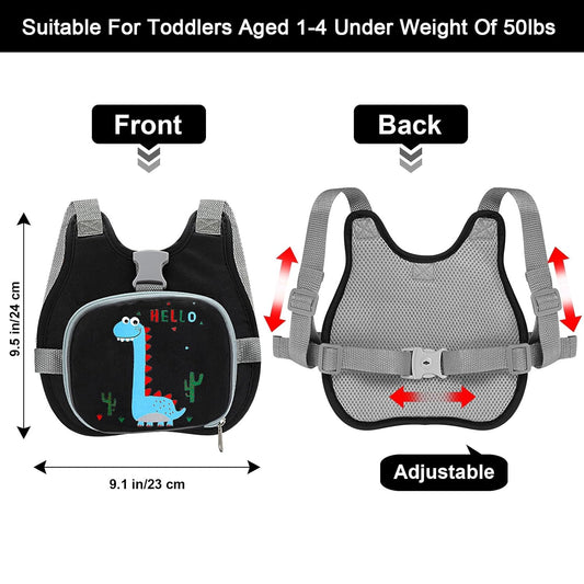 Accmor Toddler Harness Leash+ Reflective Anti Lost Wrist Link, Cute Dinosaur Kids Harness with Leash, Foldable Child Harness Baby Leash Boys Walking Wristband Assistant Belt for Outdoor Travel