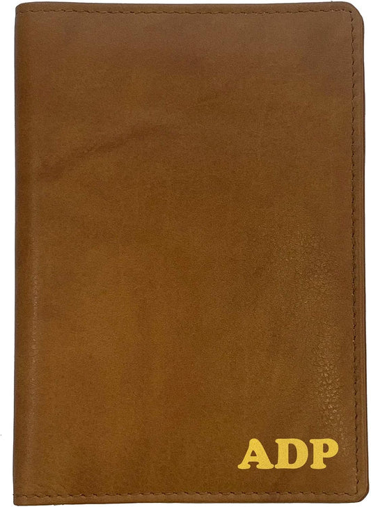 Personalized Monogrammed Antique Saddle Leather RFID Passport Wallet