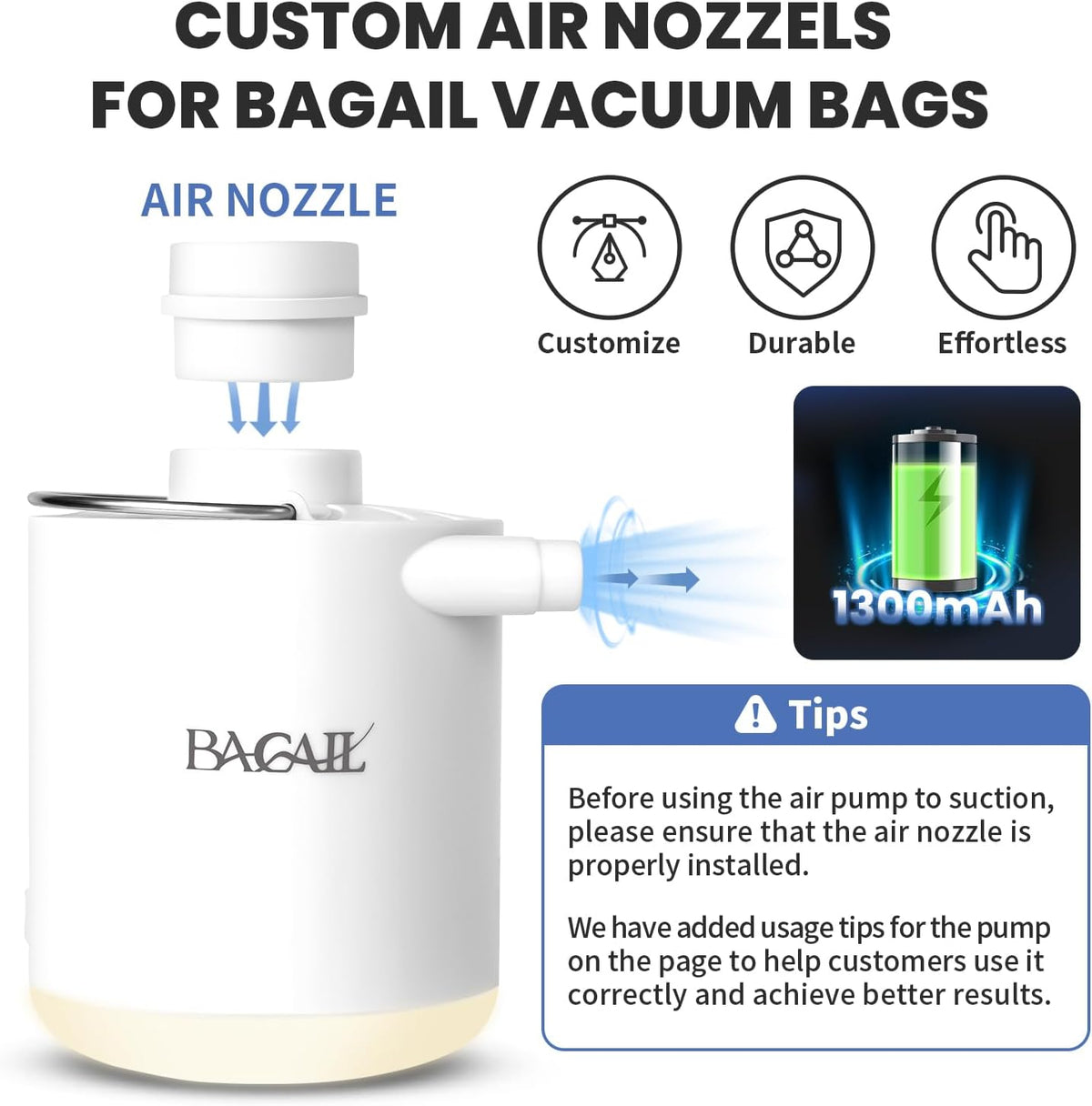 BAGAIL TPU Vacuum Bag for Travel, Reusable Compression Bag with IPX8 Waterproof Zipper, Save Space for Suitcase, Backpack and Carry on (Black, ExtraLarge, With Pump)