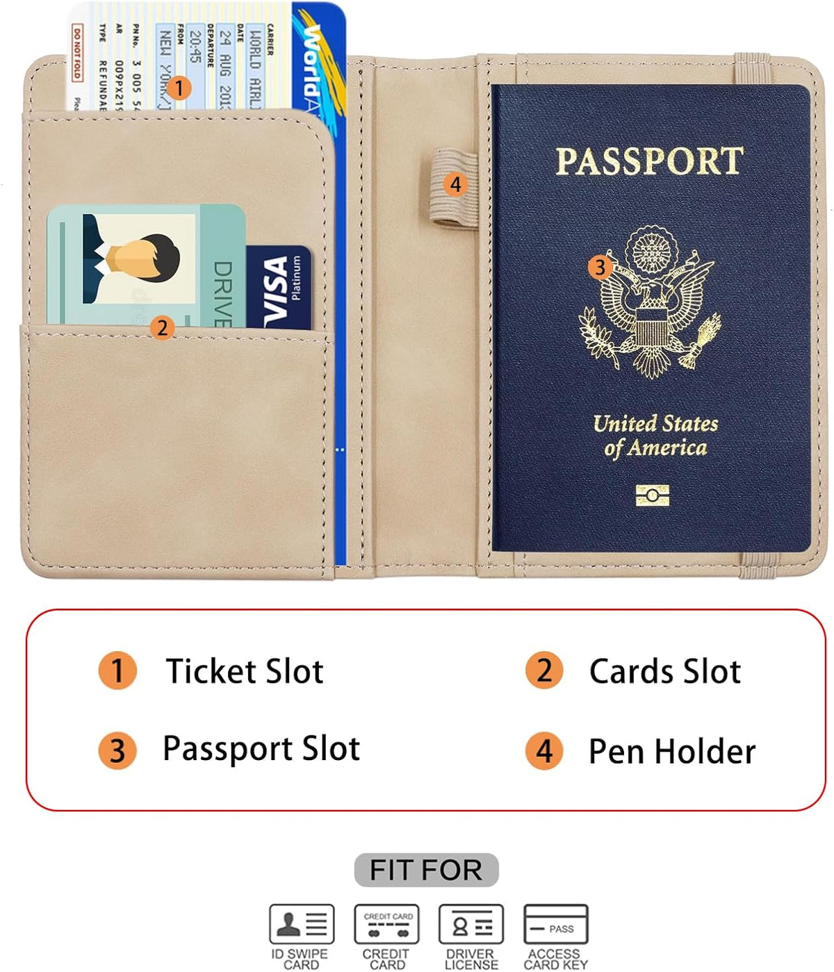 Melsbrinna Premium Leather Passport Holder Covers Case, Waterproof Rfid Blocking Travel Wallet Passport Holder with Pen Holder, Cute Passport Book for Women/Men