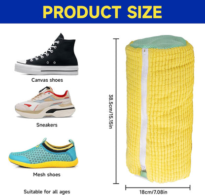 2 Packs Shoe Washing Machine Bag,Laundry Shoe Bag for Washing Machine and Dryer, 360°All-Around Cleaning Sneakers,Top Hidden Zipper,Reusable Sneaker Washing Machine Bag For All Shoe Types (Yellow)