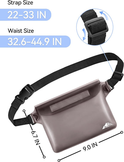 HEETA Waterproof Fanny Pack, Waterproof Pouch Dry Bag 2/3/4 Pack for Phone Passport Purse, Adjustable Waist Strap for Swimming Kayaking Boating Paddle Board Accessories Cruise Beach Camping Essentials