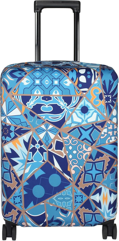 Explore Land Travel Luggage Cover Suitcase Protector Fits 31-32 Inch Case (Portuguese tiles, XL)