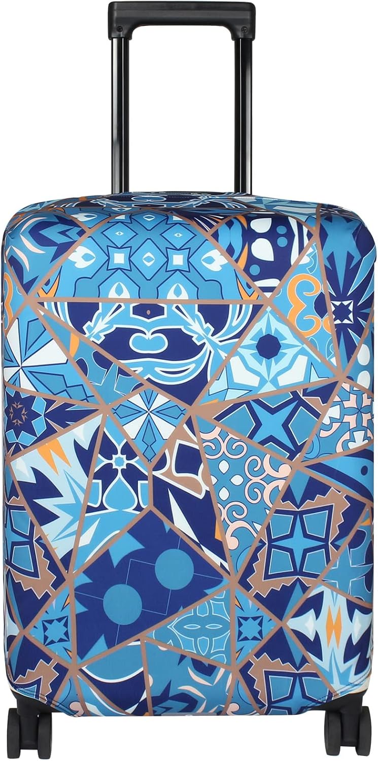 Explore Land Travel Luggage Cover Suitcase Protector Fits 18-22 Inch Case (Portuguese tiles, S)