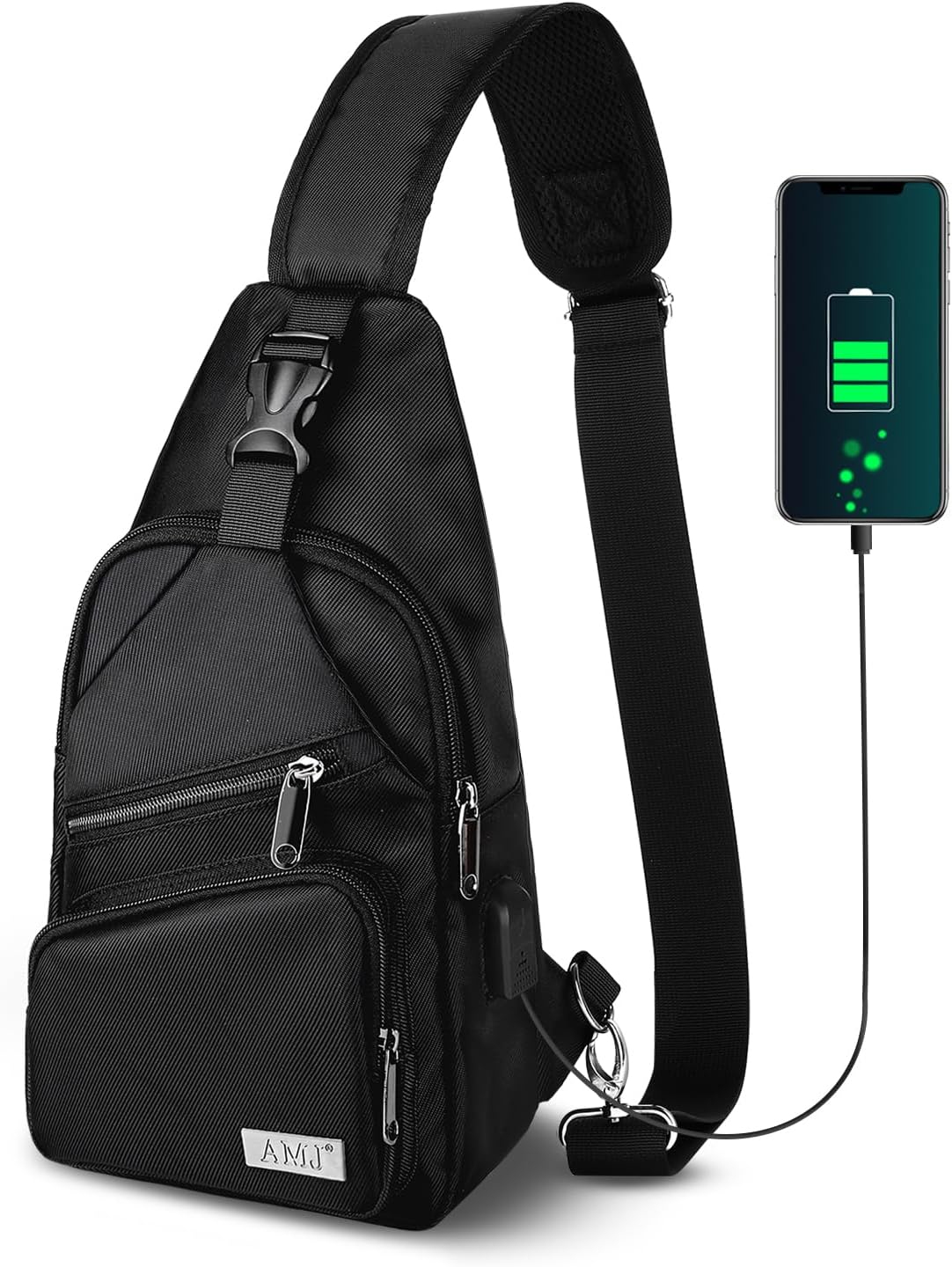 AMJ Crossbody Sling Bag Men Women, Casual Shoulder Backpack, Chest Daypack Satchel for Hiking Travel