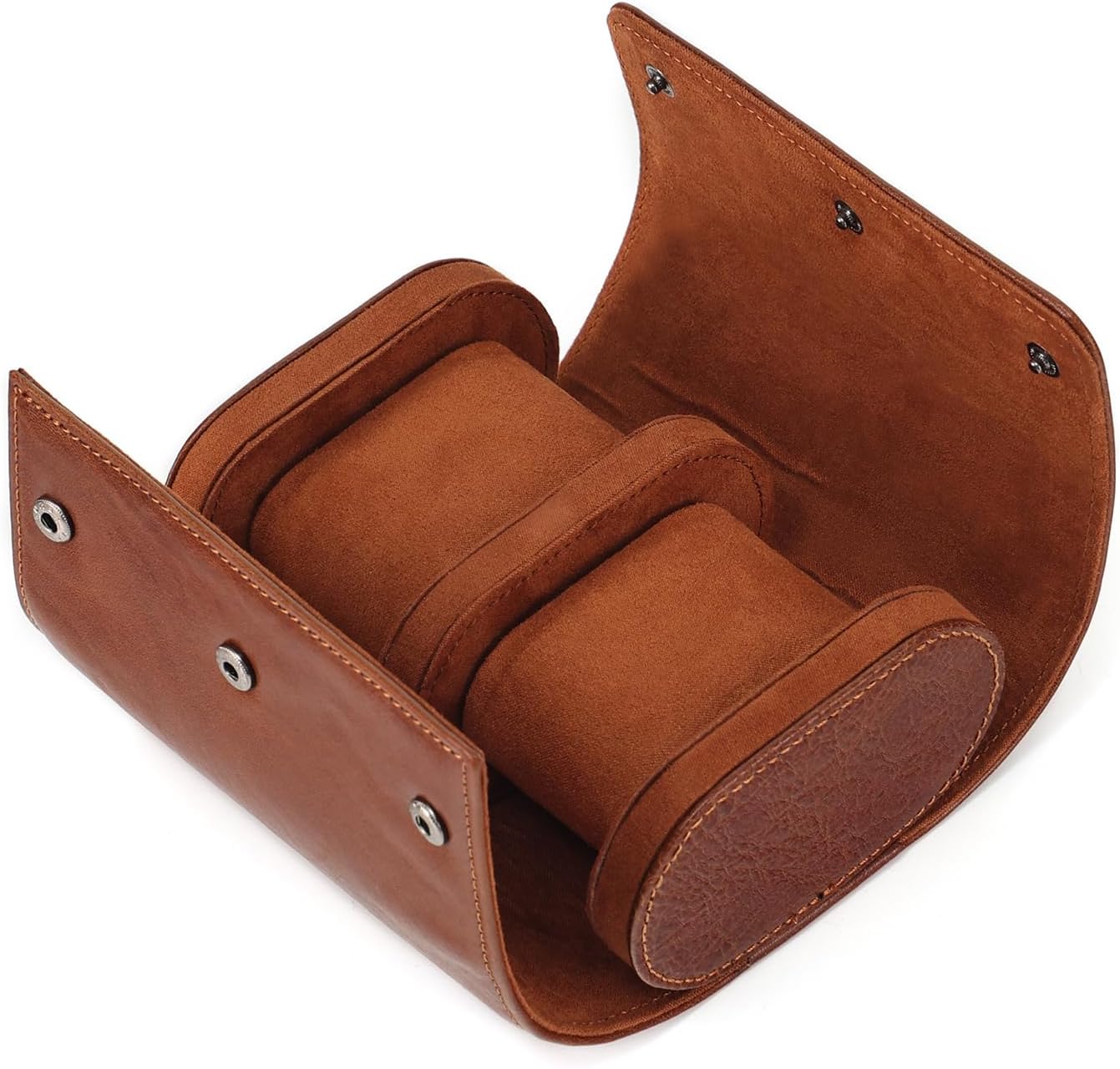 JOYIR Genuine Leather Watch Roll for 2 Watches | Double Watch Travel Case Organizer with Pillows | Portable Storage & Display for Men & Women | Ideal Gift for Father's Day, Birthday