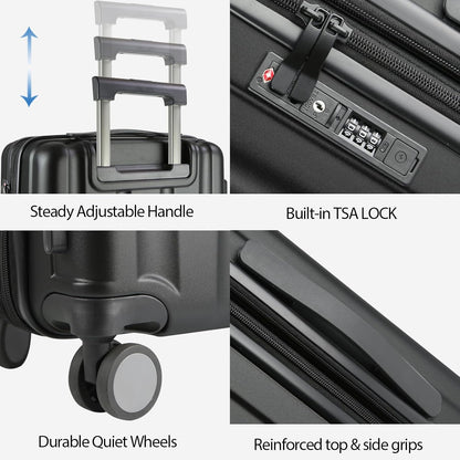 KROSER Hardside Expandable Carry On Luggage with Spinner Wheels & Built-in TSA Lock, Durable Suitcase Rolling Luggage with USB Port, Carry-On 20-Inch, Black