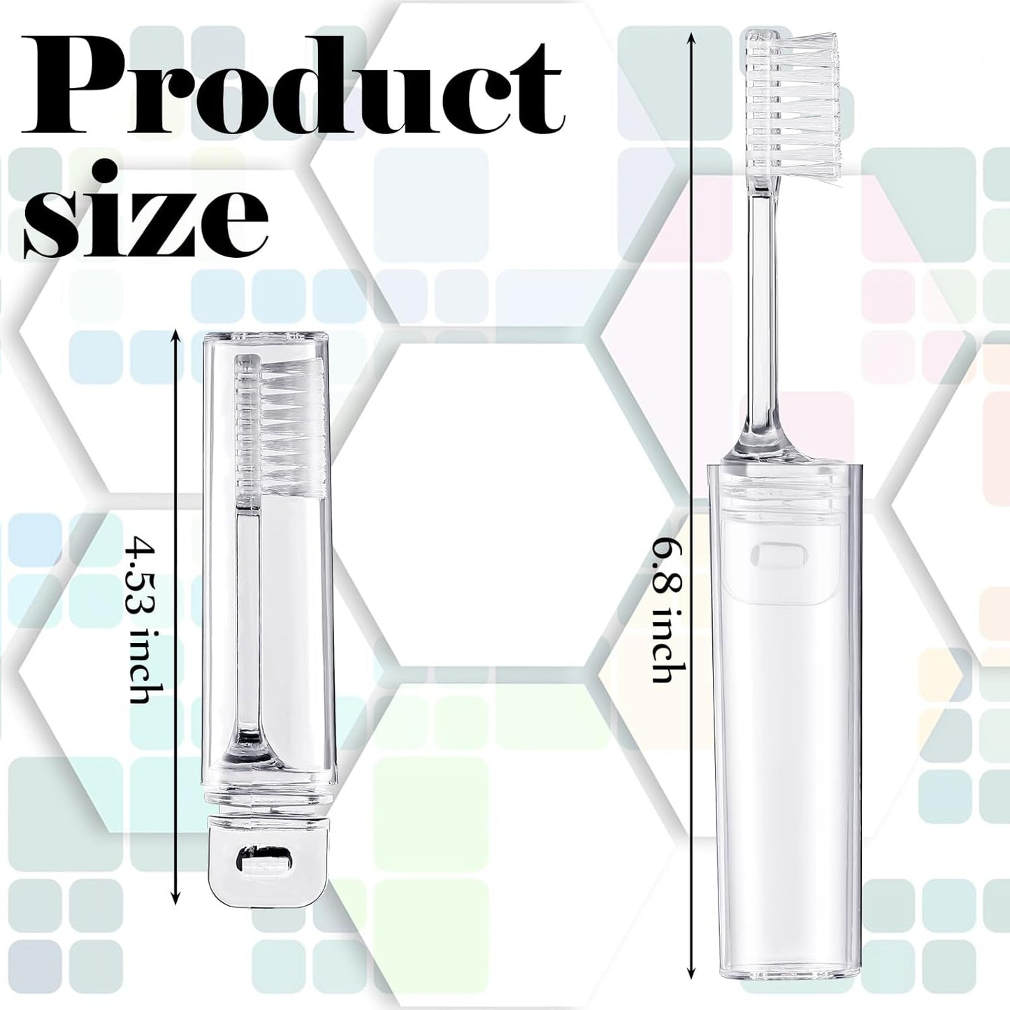 Patelai 4 Pieces Travel Toothbrush Set, Soft Bristle Mini Foldable Tooth Brush with Case, Individually Wrapped Small Portable Travel Size Toiletries Stuff for Camping (Clear)