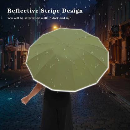 Large Double-Ribs Umbrella Automatic Folding Umbrella for Women Men, Travel, UPF 50+ UV Protection