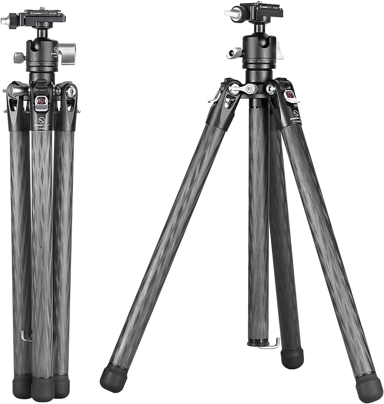 TT2340CE 4-Sections Carbon Fiber Travel Tripod for Ipad, Phone, DSLR Camera, Ideal for vlog Photography, Compact Travel Tripod Lightweight, Small and Short, with 25mm Ball Head