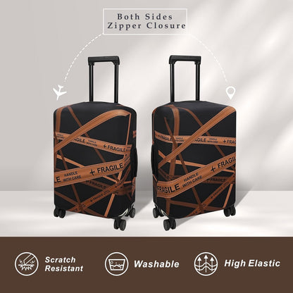 Explore Land Travel Luggage Cover Suitcase Protector Fits 31-32 Inch Case (Gold Fragile, XL)